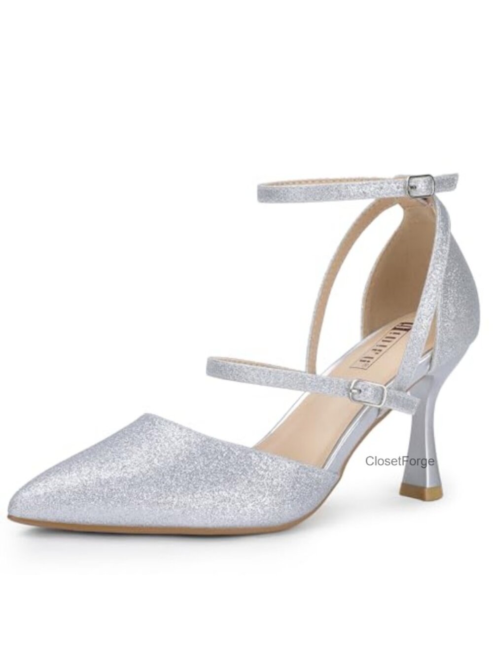 IDIFU Strappy Kitten Heels Closed Toe Pointed Toe Women's Pumps Dressy Ankle